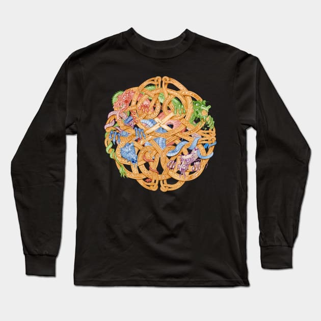 Dragons with Celtic Knot Long Sleeve T-Shirt by MichaelaGrove